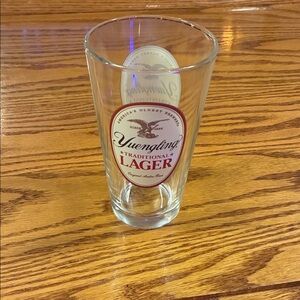 Yuengling Lager Pint Glass with Red and White Accents